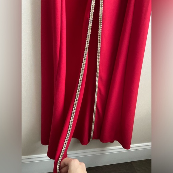 Vintage Betsy & Adam Red Rhinestone Full Length Formal Dress Open back - Picture 4 of 15